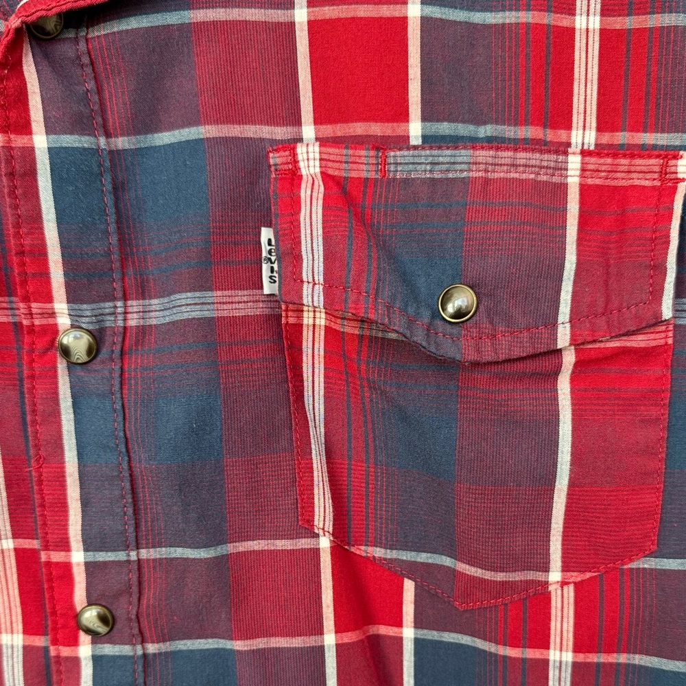 Levi's Modern Snap Button Red and Blue Checkered Shirt - Picture 3 of 5
